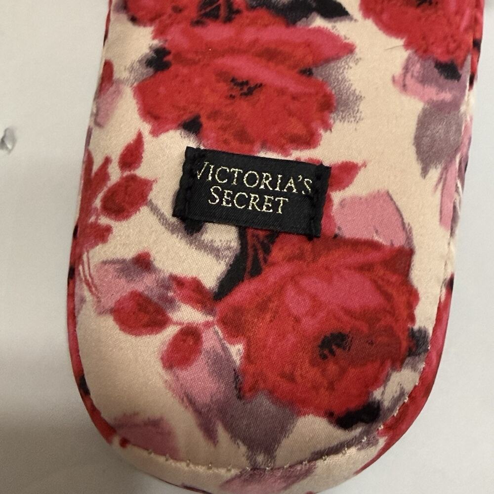 Victoria’s Secret Signature Satin Slippers Large Fur Trim Slide with Bag NWT - Picture 4 of 11